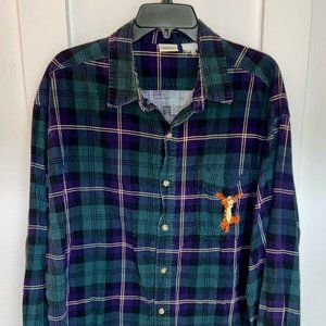 VTG Rare 90s The Disney Store Tigger Corduroy Plaid Flannel Men’s XXL